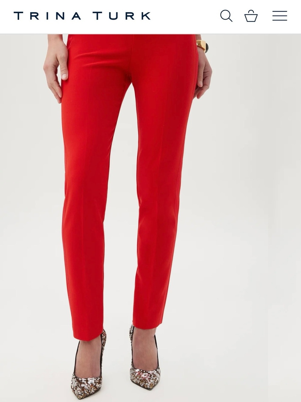 Trina Turk Vibrant Red Skinny Pull-On Pants
